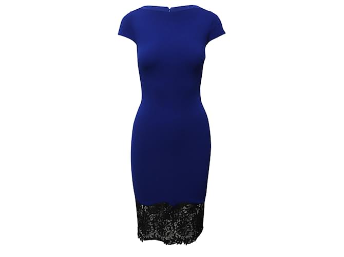 Stella Mc Cartney Stella McCartney Lace Trimmed Sheath Dress in Blue Rayon Cellulose fibre  ref.630183