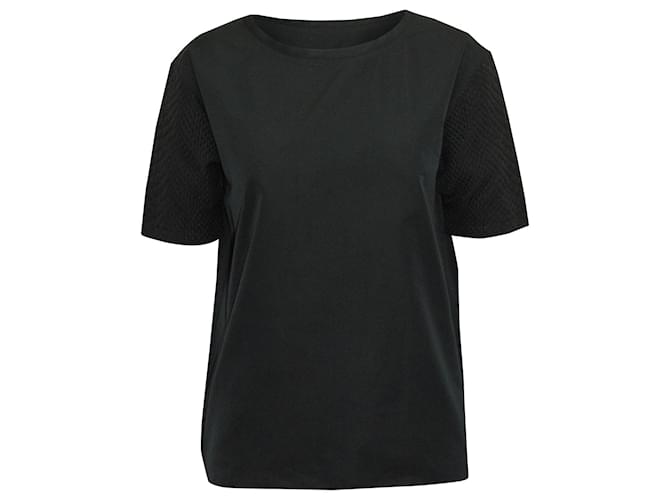 Lanvin Textured Short Sleeve Crew Neck T-shirt in Navy Blue Polyester   ref.630197