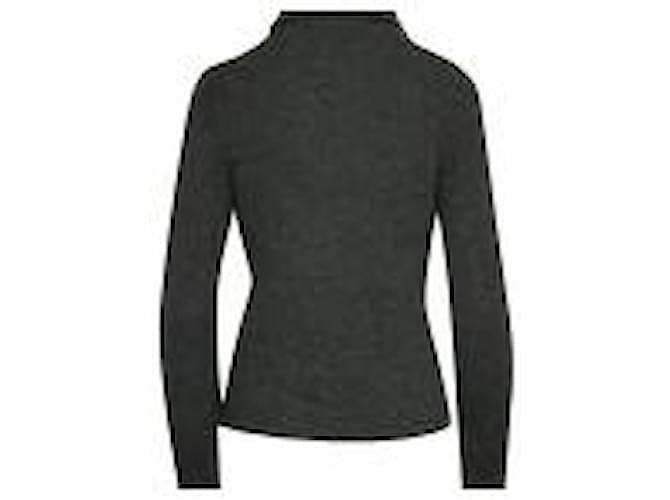 Prada Knitted Sweater with Leather Bodice in Grey Virgin Wool  ref.630208