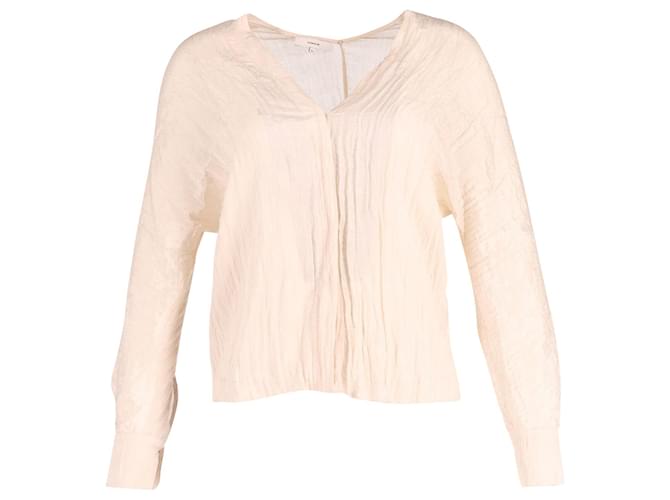 Vince Crinkled Effect Blouse in Cream Polyester  White  ref.630217