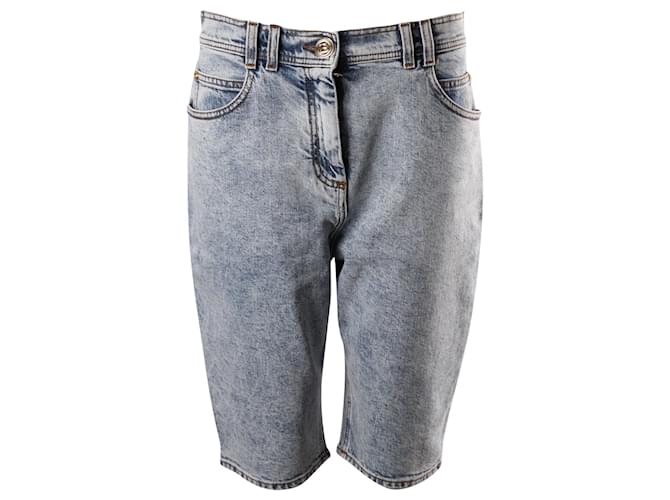 Shorts Biker Balmain em jeans de algodão azul claro  ref.630219