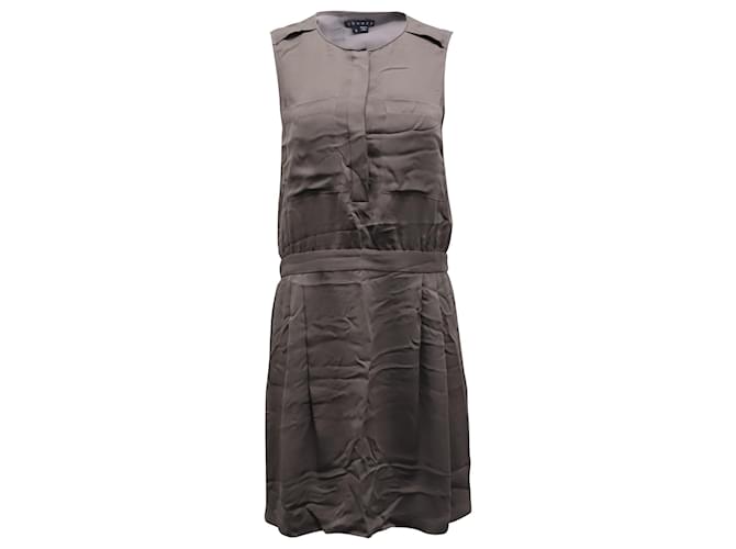 Theory Sleeveless Mini Dress in Grey Polyester  ref.630232