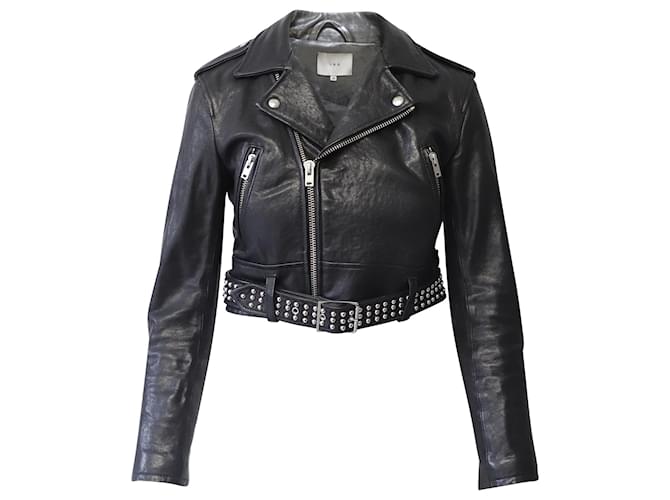 Iro Zekine Cropped Jacket in Black Lambskin Leather  ref.630236