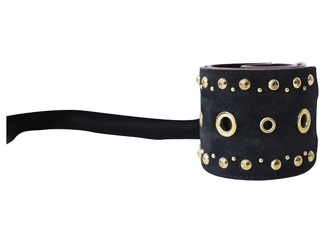Maje Ceinture Pompon Azalea en Daim Noir