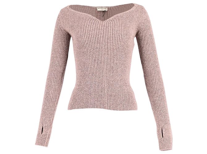 Balenciaga Strickoberteil mit herzförmigem Ausschnitt aus beiger Wolle Braun