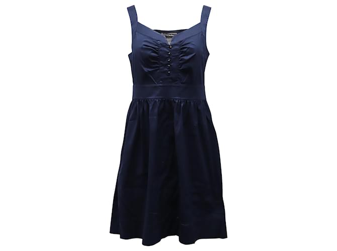 Mini robe sans manches Diane Von Furstenberg en jersey bleu marine Coton  ref.630269