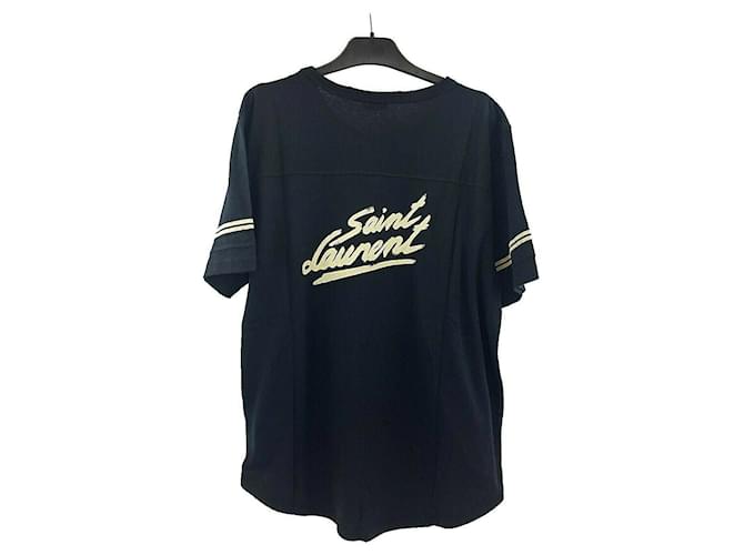 Yves Saint Laurent - Noir '50s Signature T-shirt détruit Coton  ref.630285