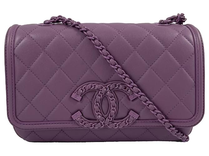 CHANEL - S/S 2021 - Classic Flap Quilted - Purple Leather  ref.630315