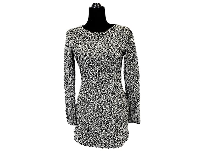 Chanel - 94A Knit Clear Sequin Dress - Black & White Wool  ref.630323