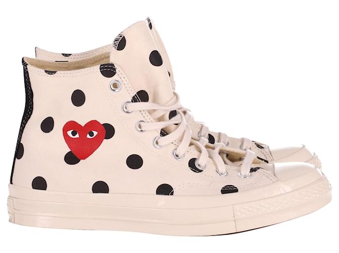 Comme Des Garcons PLAY x Converse Chuck Taylor All Star 70s Sneakers Hi-Cut a pois in tela bianca Bianco  ref.630339