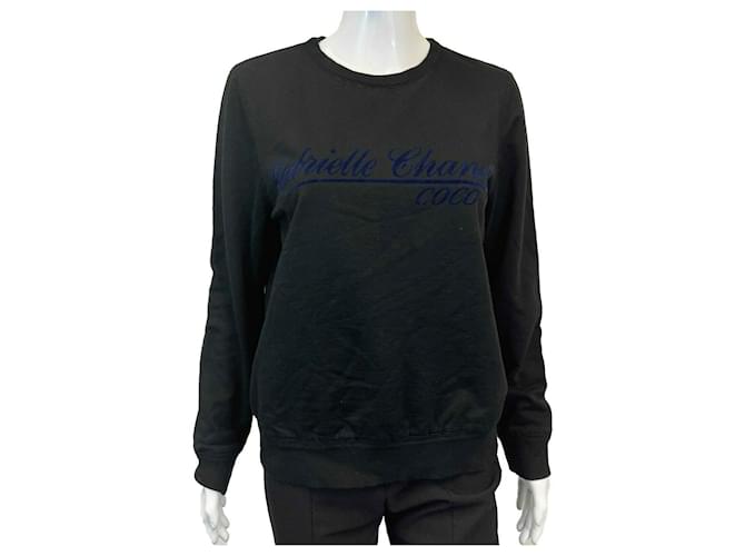 Chanel - 2017 Black Gabrielle Chanel Coco Script Sweatshirt Cotton  ref.630342