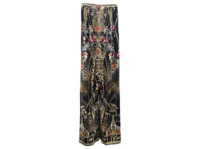 Camilla Floral and Leopard Printed Wide Leg Pants in Multicolor Silk  ref.630354