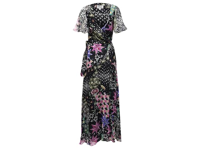 Abito lungo a portafoglio Claudette di Temperley London in seta multicolore Stampa python  ref.630356