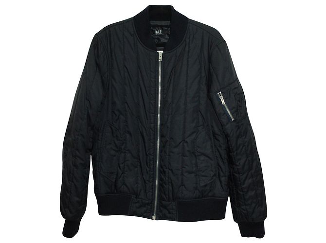 Raf Simons Quilted Bomber Jacket in Navy Blue Polyamide