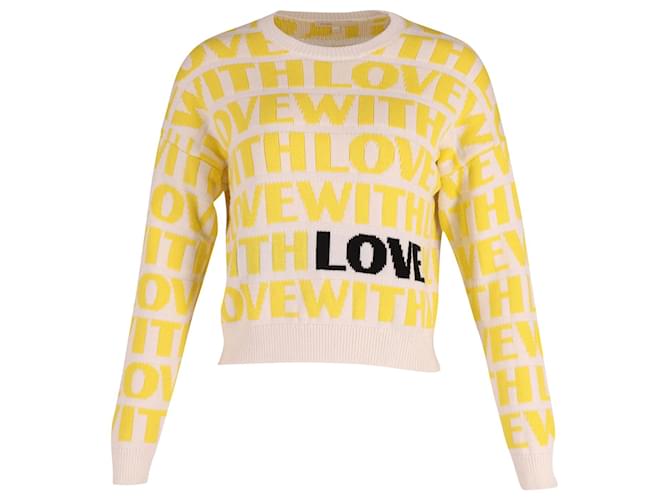 Maje With Love Knitted Sweater in White and Yellow Acrylic  ref.630368