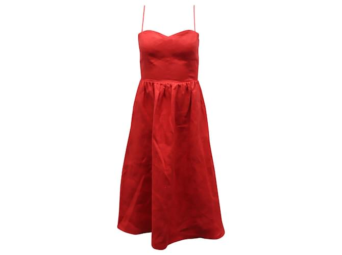 Vestido Olivia Midi Reformation em linho vermelho  ref.630371