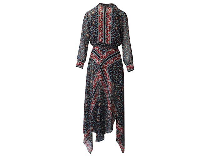 Maje Roeme Chiffon Maxi Dress in Floral Print Polyester ref.JC630423 (Sold) 