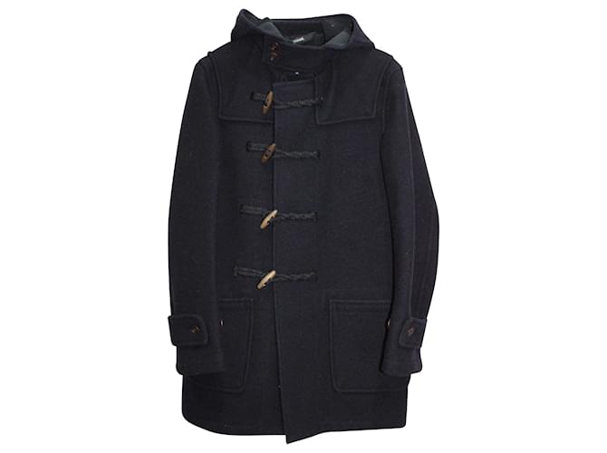 Comme Des Garcons Hooded  Coat with Toggle Closure in Navy Blue Wool  ref.630435