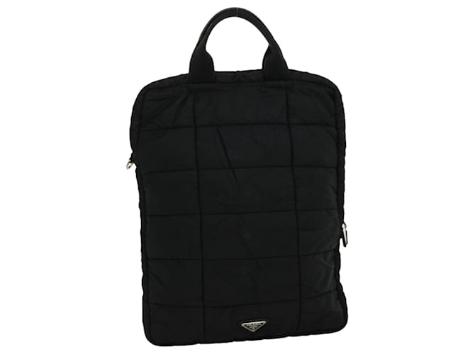 PRADA Hand Bag Quilted nylon Black Auth ar7373  ref.630572