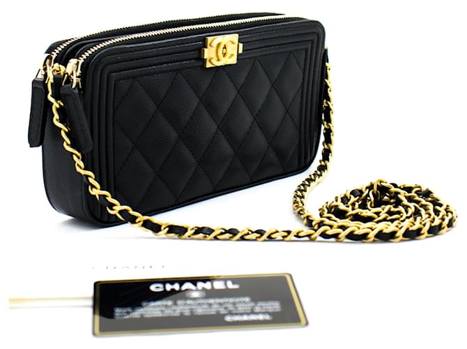 Buy Chanel Pre-loved CHANEL boy chanel card case Caviar skin black gold  hardware 2023 Online