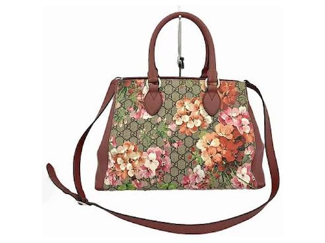 [GUCCI] [Gucci] 2Way Shoulder Bag 453704 GG Blooms Floral Pink Purple Leather - Joli Closet
