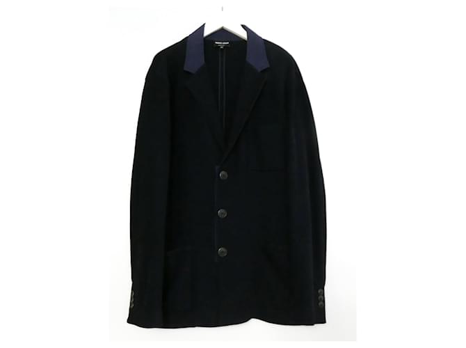 Giorgio Armani Upton Line stretch chenille jacket Black Navy blue Cotton Viscose  ref.630639