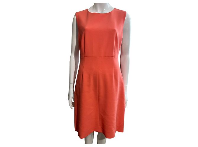 Diane Von Furstenberg DvF Carrie Langes ärmelloses Etuikleid Orange Koralle