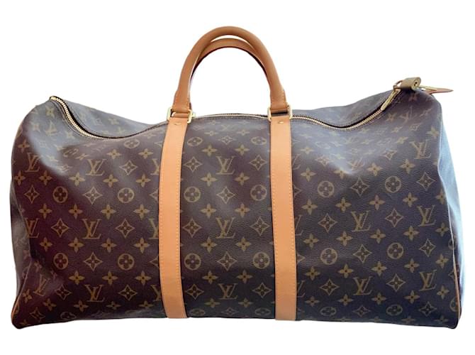 Keepall Louis Vuitton Travel bag Dark brown Leather  ref.630674