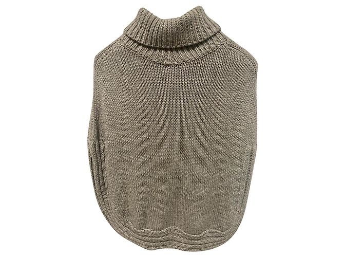 Gucci Poncho aus Wolle Grau