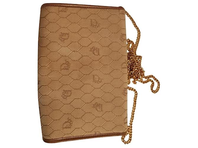 Petit sac à main Christian Dior sac bandoulière baise Toile Beige  ref.630683