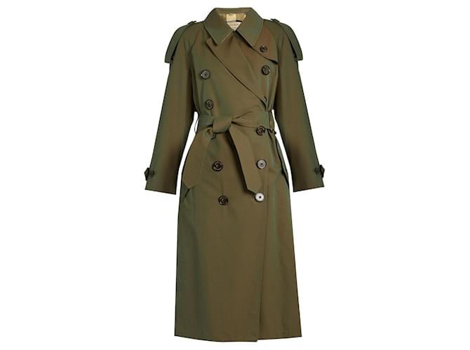 Burberry Trench coats Green Olive green Cotton  ref.630686