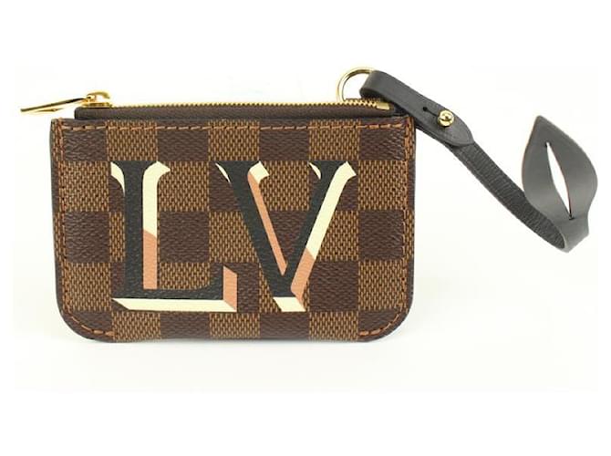 Louis Vuitton Braun x Pinke Damier Ebene LV Logo Pochette Leder  ref.630695