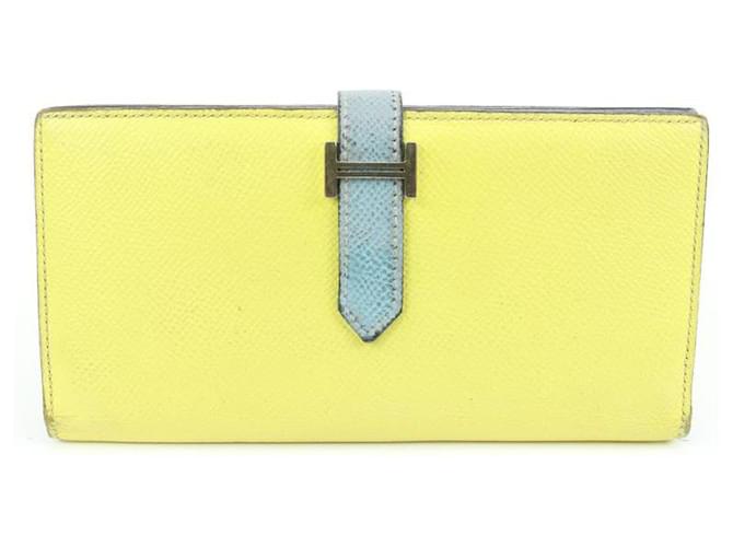Autre Marque Yellow x Blue Epsom Leather Long Bifold Bearn Wallet  ref.630696