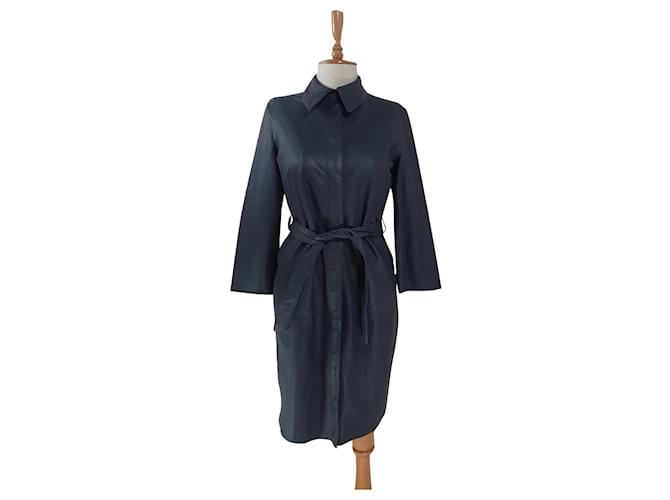 Autre Marque Coats, Outerwear Blue Leather  ref.630708