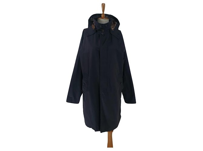 The Kooples Black Rain Jacket Leopard Lining Leopard print