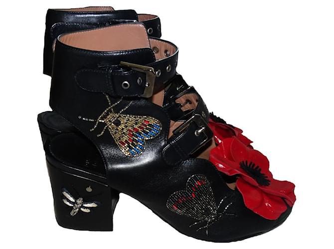 LAURENCE DACADE LEATHER SANDALS Black Red  ref.630749