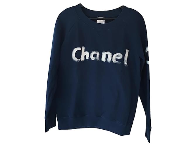 Chanel Prendas de punto Azul marino Algodón  ref.630862
