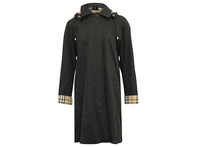 Burberry Rain Coat with Detachable Hood in Black Cotton  ref.630897