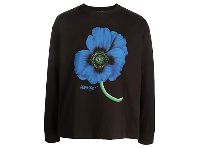 Kenzo T Shirt manches longues Poppy Noir  ref.630898