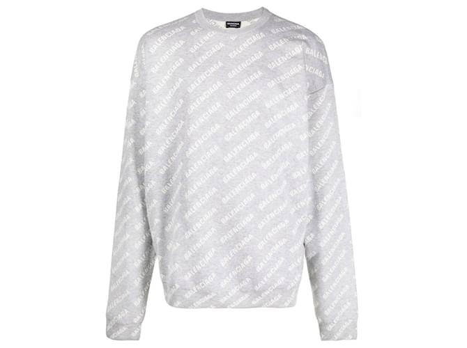 Balenciaga - Pullover mit Monogramm-Intarsie Grau  ref.630901