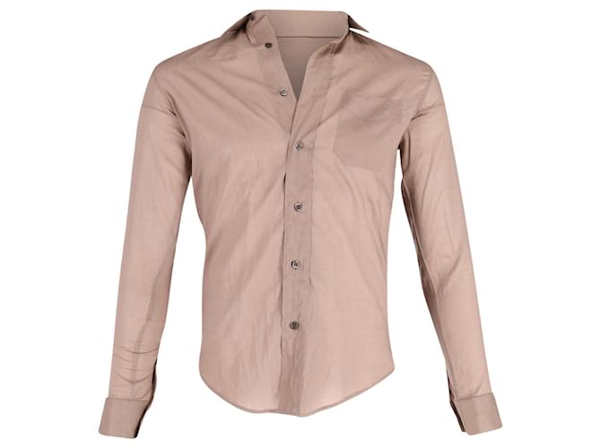 Christian Dior Homme Camisa de manga larga con botones en la parte delantera en algodón tostado Castaño Beige  ref.630907