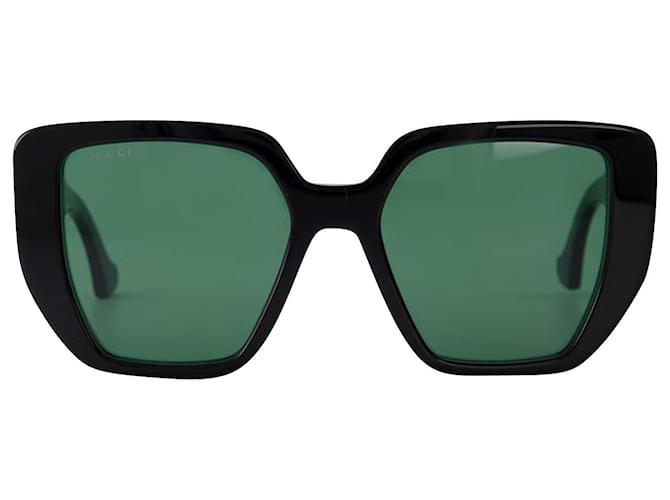 Gucci Sonnenbrille aus schwarzem/grünem Acetat  ref.630910