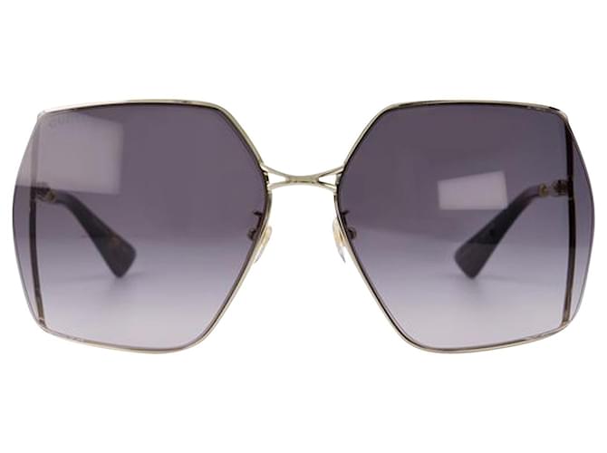 Gucci Óculos de sol em metal dourado/cinza Metálico  ref.630912