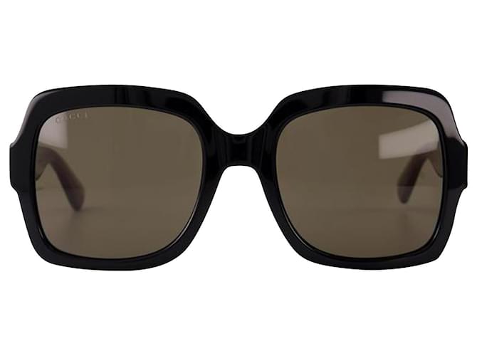 Gucci Óculos de sol em acetato preto/verde/marrom Multicor  ref.630930