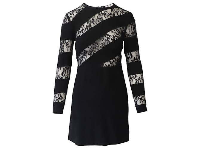 Sandro Paris Lace Cutout Dress in Black Polyester  ref.630941