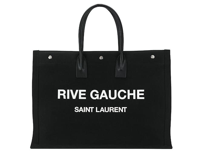 Saint Laurent Sac à main Noe Rive Gauche Coton Noir  ref.630952