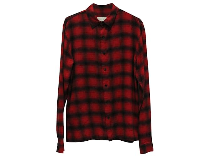 Camisa a cuadros de franela de algodón rojo Sandro Paris Roja  ref.630955