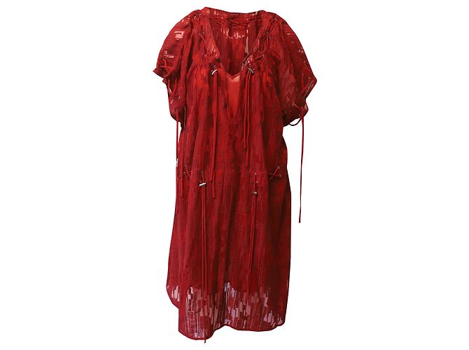 Iro Schnür-Midikleid aus rotem Polyester