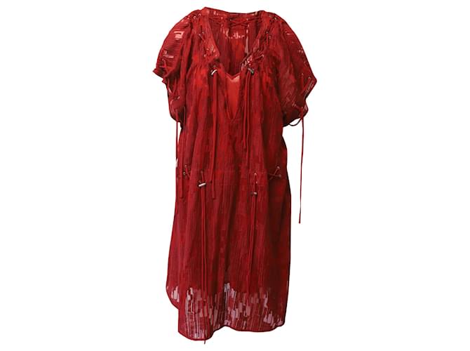Robe mi-longue à lacets Iro en polyester rouge  ref.630959