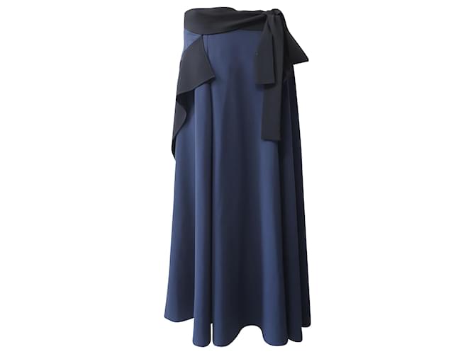 Diane Von Furstenberg Wrap Maxi Skirt in Navy Blue Triacetate Synthetic  ref.630967